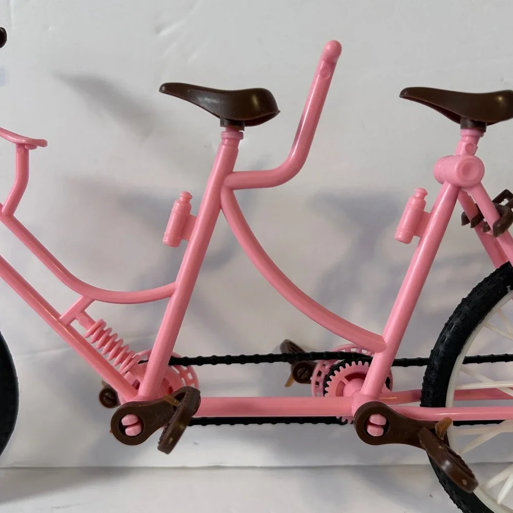 New Pink Tandem Bicycle for 11.5 Inch Fashion Dolls Two Seater Bike with Basket